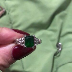 Emerald Sterling Silver 925 Engagement Ring